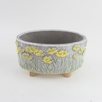 Nouveau design d'usine : Pot décoratif en ciment gris pour serre, idéal pour la présentation de fleurs et plantes à la maison (vente en gros)