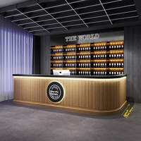 Comptoir de bar de style industriel rétro, caisse enregistreuse, comptoir de réception d'hôtel à coins arrondis pour salle de billard