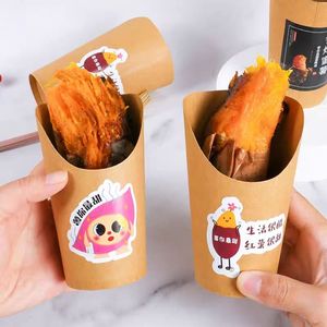 Contenedor de caja de aperitivos de vaso de papel Kraft PLA desechable personalizado tamaño único 3oz para patatas fritas para llevar alimentos/Embalaje de azúcar PE - Product Image 1