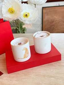 Vela aromática de cera de soja romántica con diseño de animales creativos en cerámica blanca para regalo - Product Image 3