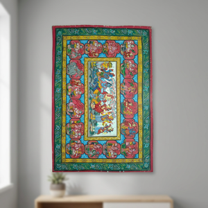 Handmade <b>Krishna</b> Leela Pattachitra <b>Painting</b> Traditional Indian Folk Art Wall Decor Mythological Artwork for Home - Product Image 3