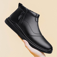 Nuevas Botas de Invierno para Hombre, de Cuero Genuino, Impermeables, con Cordones, de Caña Alta, con Suelas Transpirables Antideslizantes