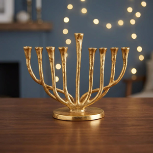 Jaffsexports Menorah Candelabre à 9 Bras en Aluminium Écologique, Portable, Durable, Fait Main, Décoration Religieuse pour la Maison - Product Image 6
