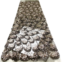 Tissu en maille tricotée 100 % polyester, brodé de perles et de sequins, écologique et luxueux, pour robes sexy
