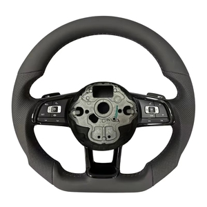 Volante Deportivo de Cuero Negro para <span class=keywords><strong>Volkswagen</strong></span> Golf 7 7.5 GTI MK7 Polo GTS GTD <span class=keywords><strong>GTE</strong></span> R <span class=keywords><strong>Passat</strong></span> CC R-Line, Accesorios para Automóviles - Product Image 1