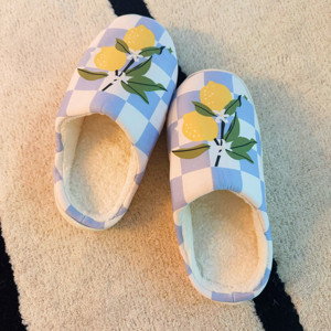 Pantoufles de salon Lemon Drop Gingham - Douces et confortables - Product Image 5