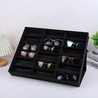 Plateau à Lunettes Étui Présentoir à Lunettes de Soleil - Boîte de Rangement Organisateur de Lunettes à 12 Compartiments Support pour Lunettes de Vue Présentoir pour Lunettes de Soleil Organisateur de Lunettes de Soleil