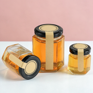 Venta al por Mayor de Frascos de Vidrio Hexagonales Transparentes de 45-730 ml con Tapa Negra para Envasar Miel/Mermelada, Recipiente Clásico de Vidrio para Alimentos - Product Image 1