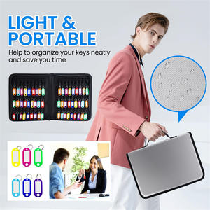 Estuche portátil con cremallera para llaves con asa, impermeable, ignífugo, carpeta para llaves con 54 ganchos y etiquetas, organizador de cajas para llaves - Product Image 2