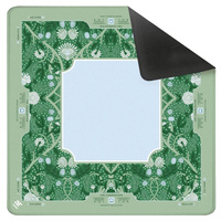 Alas Mahjong Natal Chinoiserie 31,5 Inci, Alas Meja Mahjong Amerika dengan Motif Santa Biru Putih & Pinggiran Kotak-kotak, Alas Permainan Mahjong