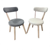 Chaises de salle à manger modernes en tissu velours gris rembourrées, pieds en bois, chaise de salle à manger en tissu, chaise de restaurant commerciale