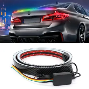 Universal Carbon Fiber Zwarte Auto Achter Dak Splitter Spoiler Rgb Auto Auto Staart Vleugel Lippen Led Waarschuwingslichten Trim Strip