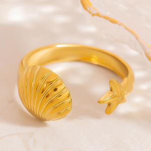 Stainless Steel Starfish <b>Ring</b> 18K Gold Plated Seashell Design Unisex Fashion Jewelry Gift - Product Image 3