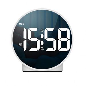 Réveil intelligent mini LED silencieux, circulaire, à brancher, avec affichage de la semaine, pour bureau, salon, petite horloge de table LED pour étudiants - Product Image 2