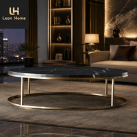 Table basse en acier inoxydable avec pieds dorés et plateau en marbre naturel