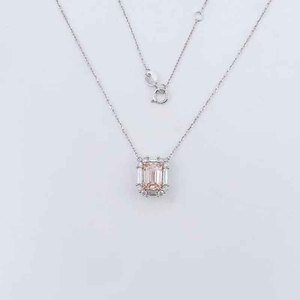 Collier pendentif en or 18 carats avec émeraude de laboratoire taille émeraude et diamant <span class=keywords><strong>rose</strong></span> de couleur, romantique, tendance, réglable, motif cube de sucre, pour femme - Product Image 5