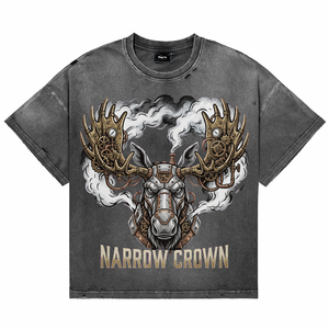 T-shirts en coton à manches courtes pour hommes, effet délavé et vieilli, impression personnalisée sur le devant, vêtements vintage, vente en gros - Product Image 1