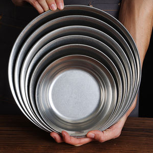 Assiettes à dîner Vintage do old en acier inoxydable Assiette à manger Plats de service Bol rond Gâteau Plateau à steak occidental Assiettes de cuisine - Product Image 5