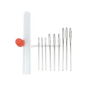 9 Pcs Threader Costura Acessório Agulha Knitting Bordado Thread Agulha Com Tubo De Armazenamento para Costura Reparação Kit Costura, Prata