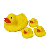 Jouets de bain pour bébé 4 pièces en PVC, mère et fils, son BB, grand canard jaune, flotte trois fois, multicolore