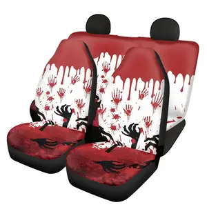 Print On Demand Auto Stoel Hoes 3 Stuks Happy Halloween Auto Assesories Deco Rode Koele Handen Custom Covers Para Asientos De Autos Rts