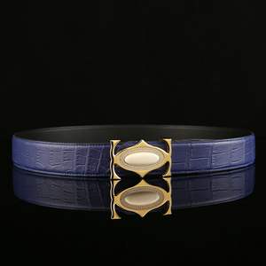 Plate <b>buckle</b> <b>belt</b>, simple and fashionable business <b>belt</b>, men's designer <b>belt</b>, crocodile leather <b>belt</b> - Product Image 1