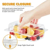 Boîtes d'emballage alimentaire jetables en plastique PP rectangulaires transparentes multi-usages - Boîte à salade de fruits, dessert, à emporter, boîte à lunch avec couvercle