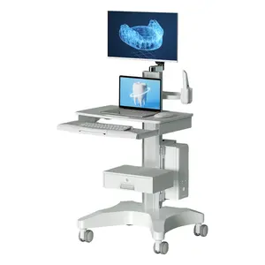 Adjustable Mobile Medical Computer Trolley Cart VESA Hospital With Cabinet And Wheels For Office Hospital Workstation