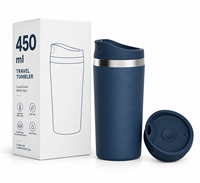 Mug de voyage en acier inoxydable de 450 ml, gobelet isotherme sous vide, anti-fuite, couvercle à ouverture facile, OEM ODM personnalisé