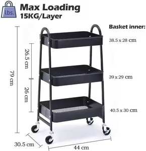 Carrito de Cocina de Hierro de Estilo Moderno DZ, de Tres Niveles, Tipo Independiente, Estante de Almacenamiento para Herramientas Manuales - Product Image 3