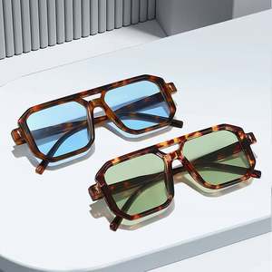 Gafas de Sol de Piloto Retro con Remaches de Leopardo y Logotipo Personalizado 2025, Protección UV400, Doble Puente, Cuadradas, para Hombre y Mujer - Product Image 2