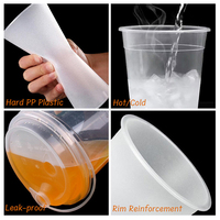 Custom logo 90mm 12 16 20 24 oz transparante, frosted, wegwerp PP injectieplastic bekers met deksels en rietjes voor fruitthee