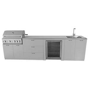Îlot de cuisine extérieur modulaire 4 modules en acier inoxydable du fabricant avec comptoirs résistants aux rayures et barbecue à gaz - Product Image 2