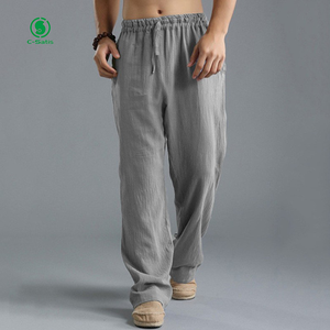 <span class=keywords><strong>Pantaloni</strong></span> sportivi Casual da uomo di grandi dimensioni con coulisse elastico in vita in cotone traspirante e <span class=keywords><strong>lino</strong></span> con motivo diritto allentato - Product Image 5