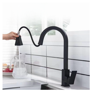 Robinet de <span class=keywords><strong>cuisine</strong></span> de luxe en acier inoxydable 304 <span class=keywords><strong>noir</strong></span> mat à poignée unique avec douchette extractible et flexible pour évier de <span class=keywords><strong>cuisine</strong></span> - Product Image 3