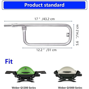 Tubo quemador de acero inoxidable galvanizado de 17 pulgadas para modelos de parrilla de sobremesa serie Q Q Q100/Q120 (antes de 2014) Q1000/<span class=keywords><strong>Q1200</strong></span> - Product Image 3