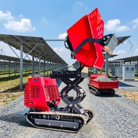Mini-dumper chenillé autonome fiable et stable, capacité de charge 1 tonne, à déchargement rapide, pour projets de manutention de matériaux