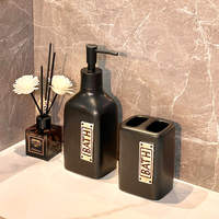 Céramique Noir Salle De Bains Vanité Ensemble Famille Toilette Lavabo Distributeur De Savon Hôtel Salle De Bains Rince-Bouche Tasse Invité Salle De Bains Porte-Savon