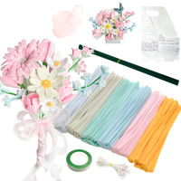 Kits de fleurs artificielles faits main en gros, matériaux DIY pour bouquets de fleurs en fil de fer, vente en gros