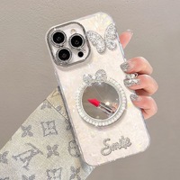 Coque de téléphone de luxe effet miroir diamanté avec protection d'objectif pour iPhone 17 16 15 14 13 12 11 Pro Max XS Plus