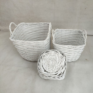 Panier <span class=keywords><strong>de</strong></span> rangement <span class=keywords><strong>pour</strong></span> fruits et légumes, corbeille en fil blanc avec poignée/jardinage/panier à poussière - Product Image 4