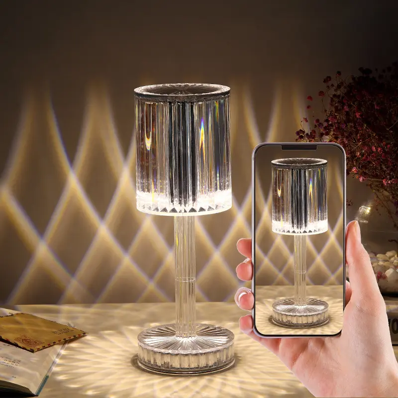 Luminária de mesa de vidro moderna, lâmpada de mesa cristal para quarto sala de estar