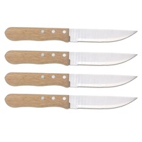 Couteau de cuisine de qualité en acier inoxydable 3CR13 4.7 pouces lame manche en bois de caoutchouc 4 pièces ensemble de couteaux à steak de cuisine