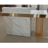 Pudilai Bureau d'accueil moderne de luxe en bois pour immeuble de bureaux, hôpital, spa, forme incurvée ronde, petit bureau en forme de L, blanc