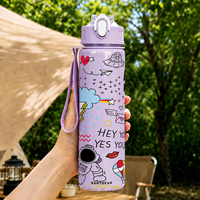 Bouteille d'eau en plastique de 750 ml, capacité moyenne, légère, impression personnalisable, avec sangle de transport, couvercle anti-poussière et verrou de sécurité