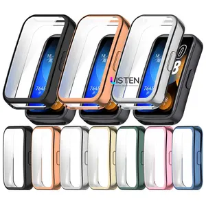 Listensmart luxe TPU écran + coque tout compris galvanoplastie housse de protection montre intelligente étui pour Huawei Band 8