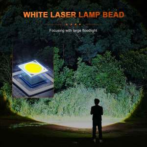 Lampe torche tactique LED blanche WOSEN super lumineuse haute puissance rechargeable par USB IP65 avec faisceau réglable - Product Image 2