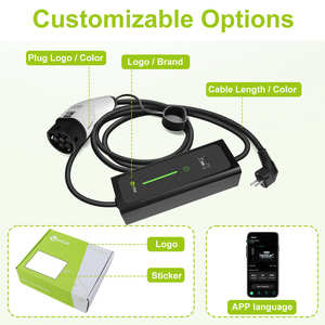 Chargeur EV portable OEM ODM 16A 32A 40A C10 Niveau 2 pour la maison et la <span class=keywords><strong>voiture</strong></span>, monophasé 3.6kW 7kW 9.6kW, EVSE mobile avec application optionnelle - Product Image 1