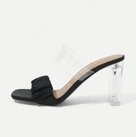 Sandales d'été légères à bout ouvert pour femmes, à talon épais, plateforme transparente en plastique, fermeture à bouton