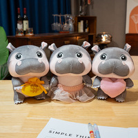 Jouet en peluche en coton PP super doux et mignon, petit hippopotame pygmée rebondissant, poupée, marionnette, pendentif pour machine à griffes